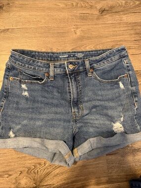 Old Navy Distressed Blue Denim Rolled Cuff Shorts